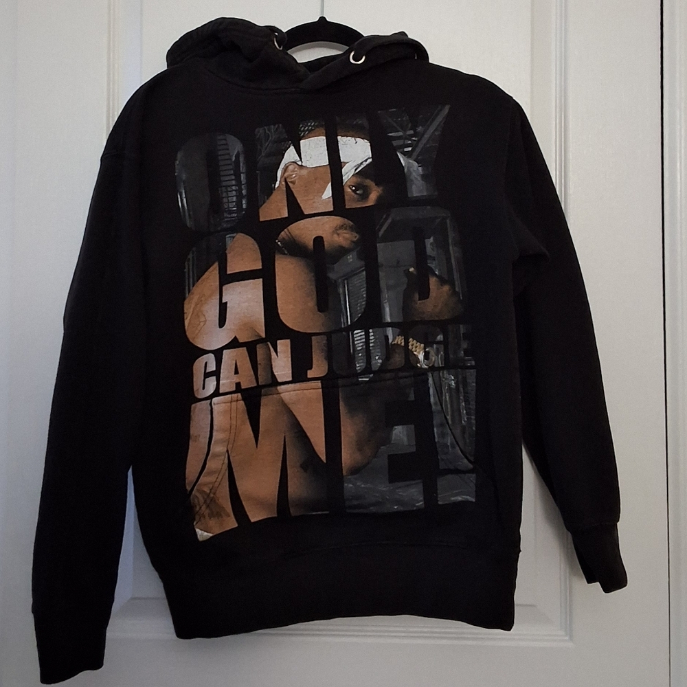 Tupac‎ Small Rare Word Hoodie Print "Only god can judge me" Street Wear Hip-Hop